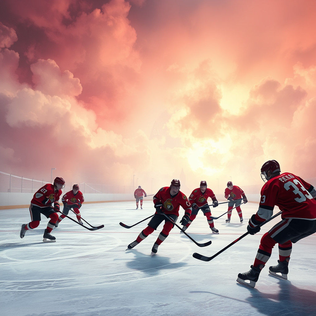 Senators Hockey Team on Ethereal Ice Rink