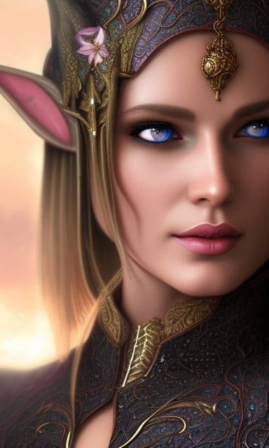 Hyperdetailed Elf Warlock in Dark Fantasy Style