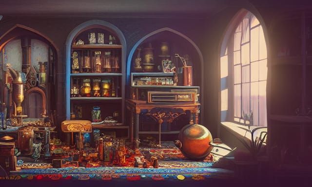 Arcane Laboratory Interior in Gothic Style