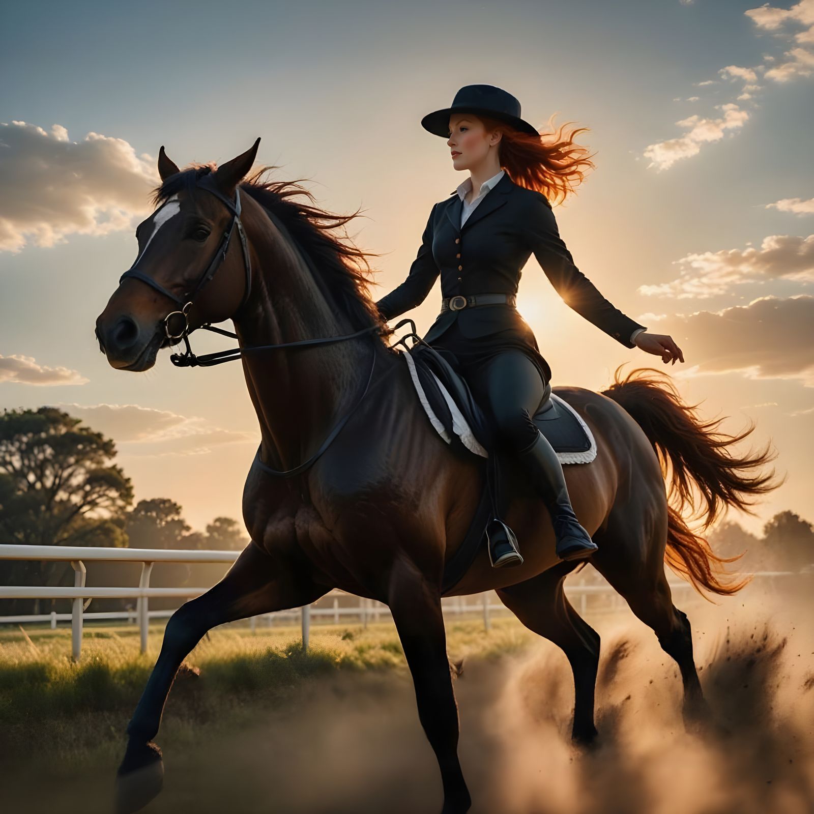 Ballerina Wins Horse Race on Black Stallion