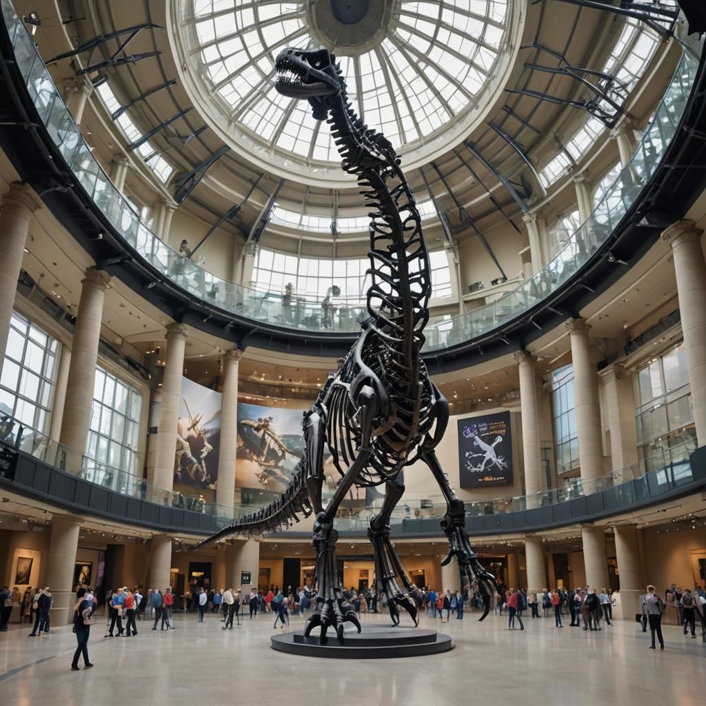 High-Tech Dinosaur Visitor Center in Matte Painting Style