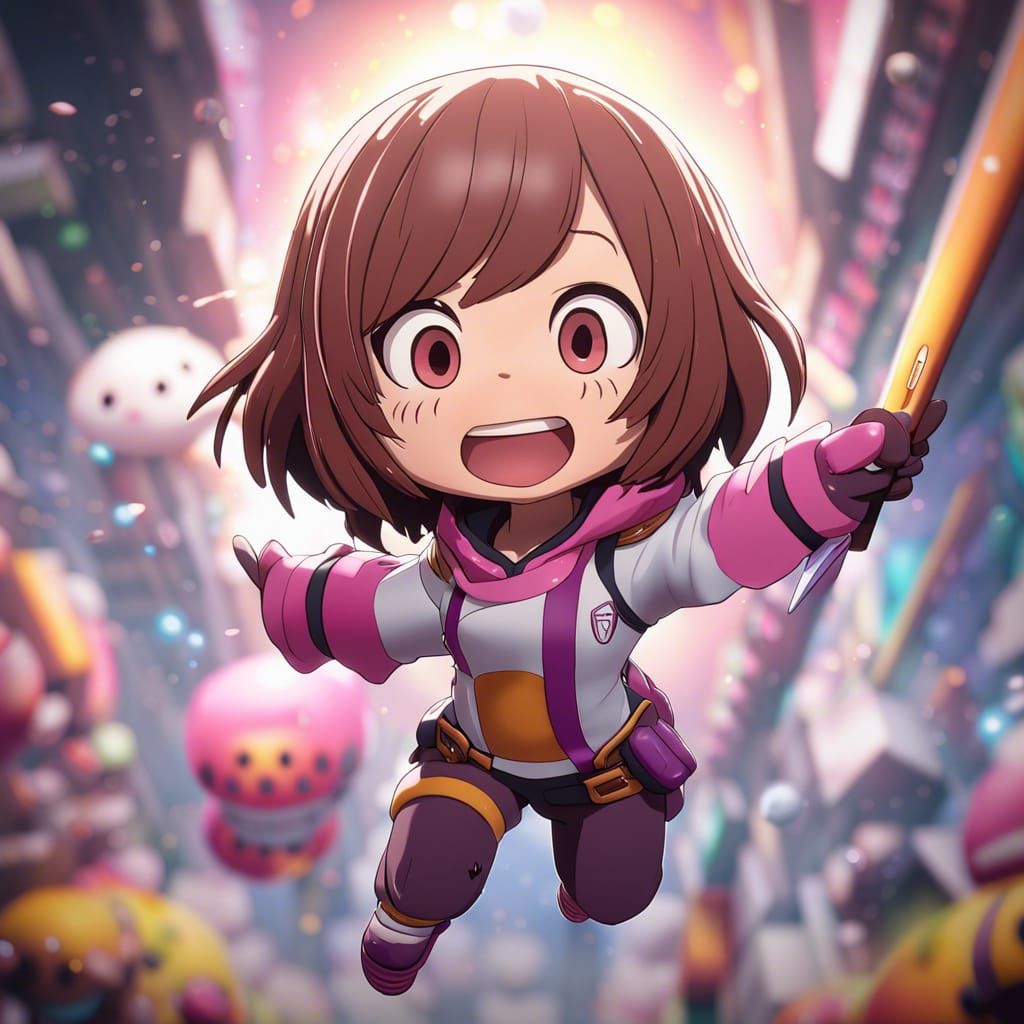 Ochaco Uraraka Chibi: Detailed Matte Painting