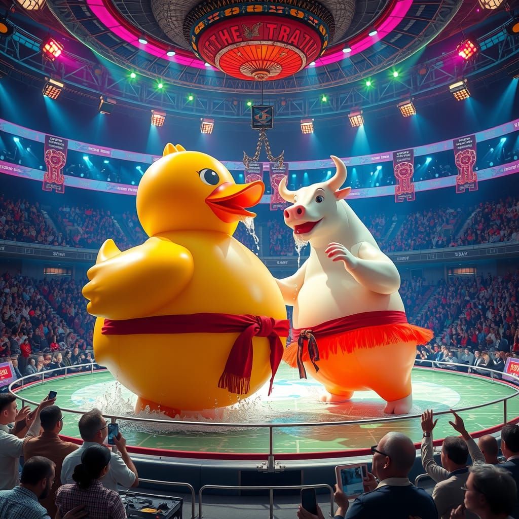 Majestic Sumo Wrestling Arena in Futuristic Maximalism