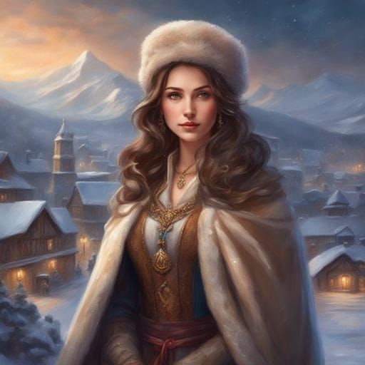 17th Century Polish Noblewoman in Winter Landscape