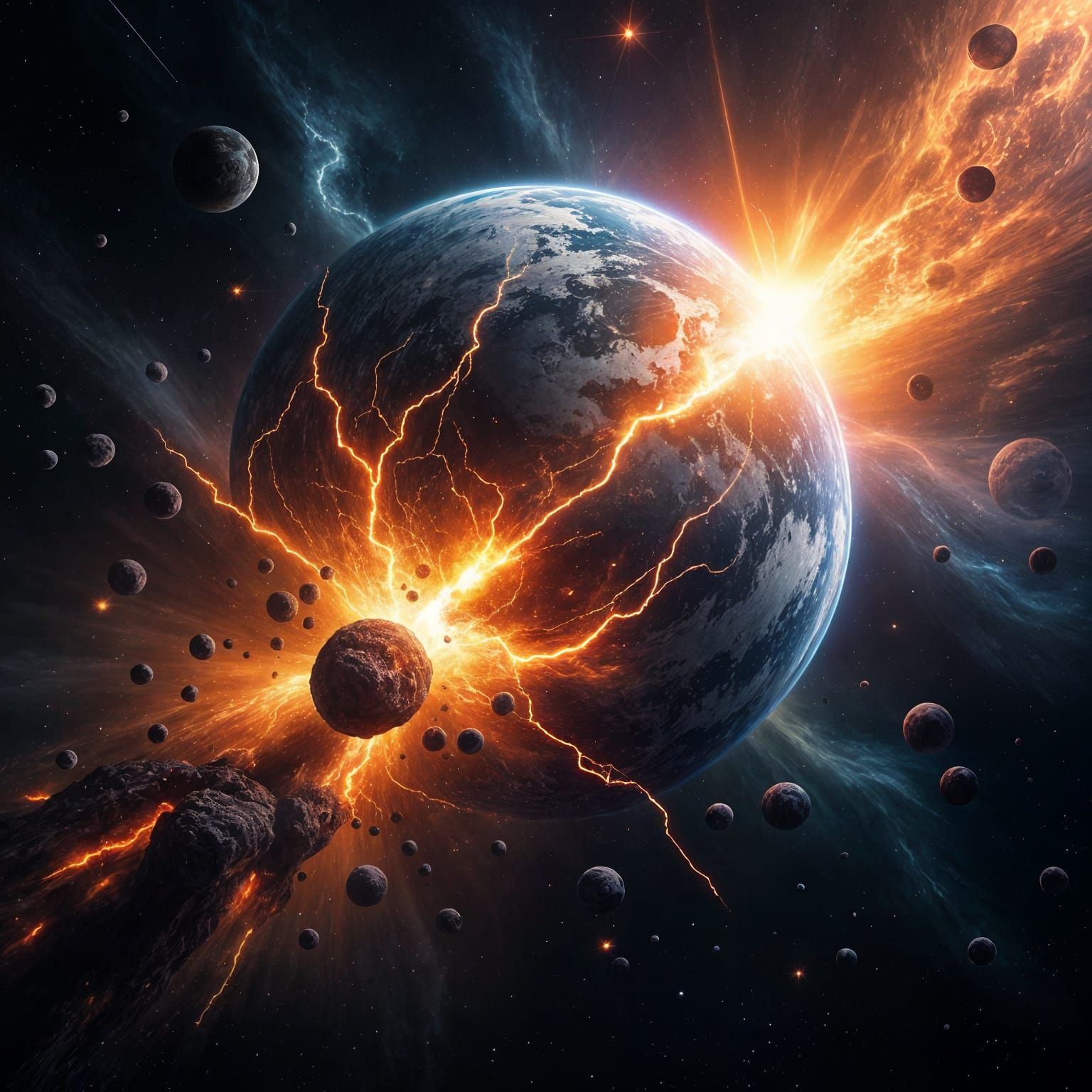 Spectacular Planet Impact in Deep Space