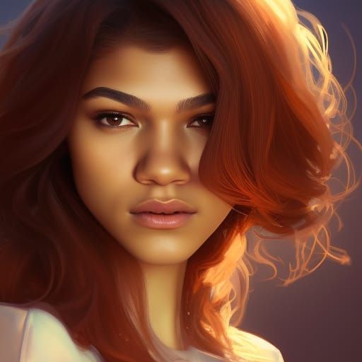 Zendaya Portrait in Dynamic Lighting, Digital Art