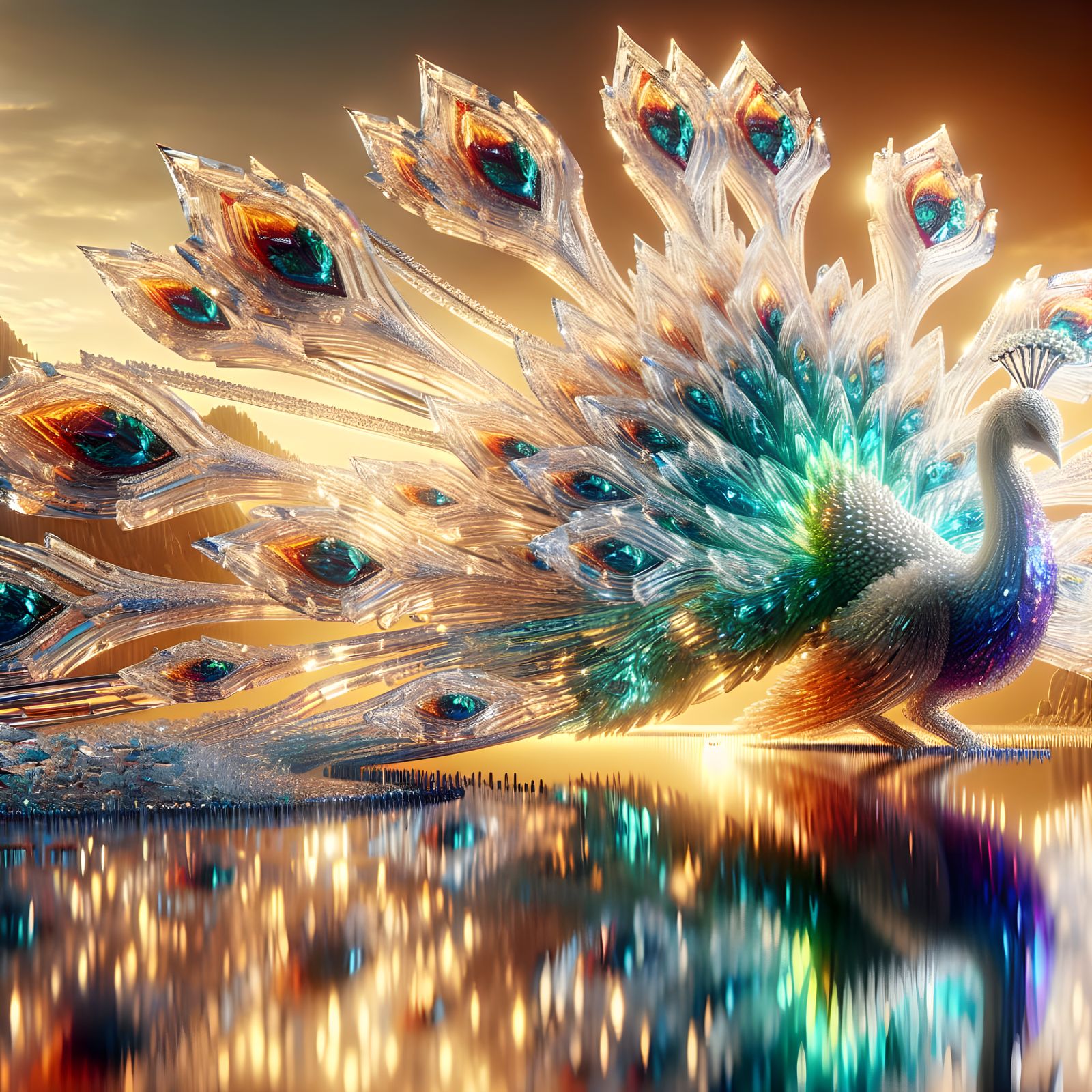 Surreal Hypermaximalist Masterpiece: Crystalized Peacock Abo...