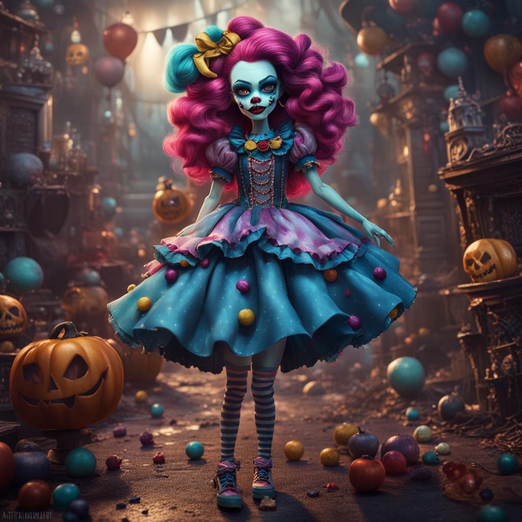 Monster High Clown Ghost Doll in Detailed Painting