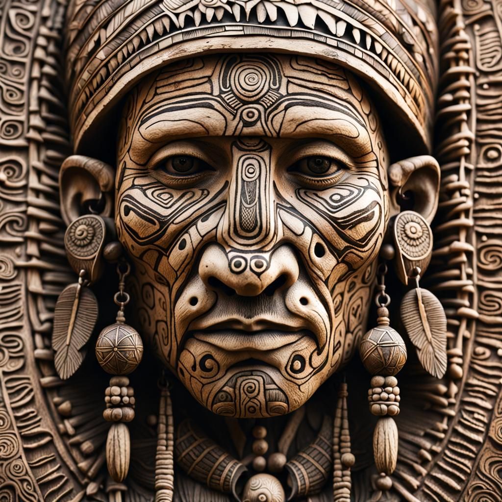 Detailed Shamanic Artifact with Artistic Bone Engravings