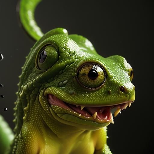 Avocado Salamander: A Detailed 3D Digital Art Piece