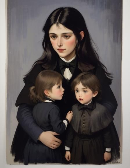 Sorrowful Scene as Matte Oil Painting