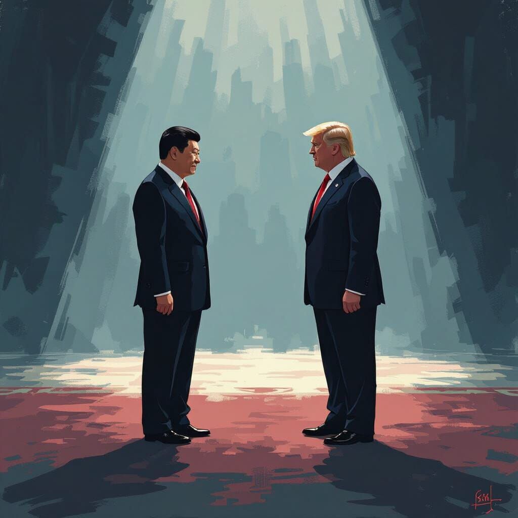 Xi Jinping and Donald Trump: Politically Charged Illustratio...