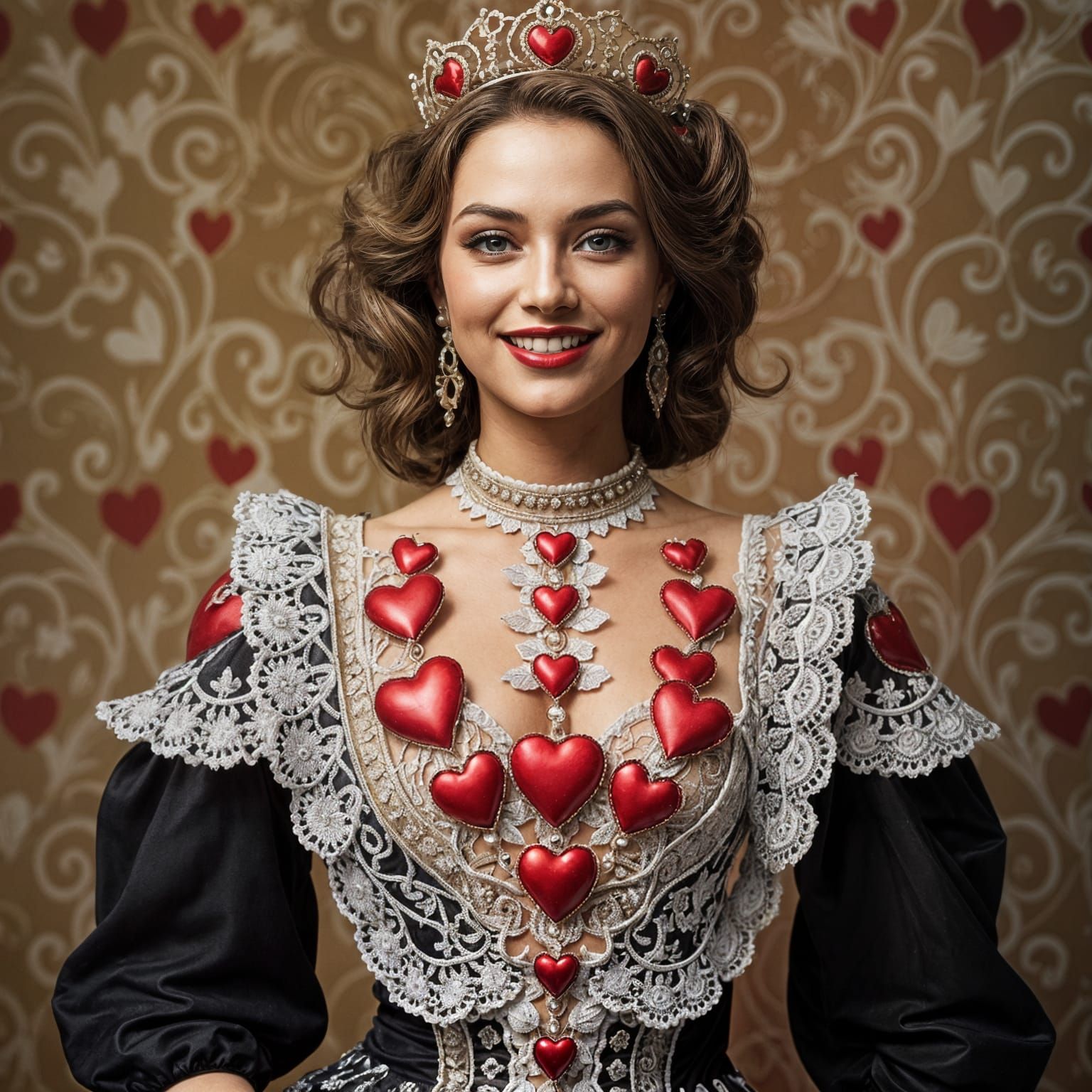A Hyperrealistic Queen of Hearts with Intricate Style