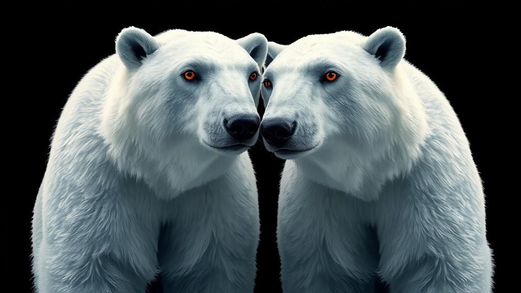 Majestic Polar Bears with Golden Eyes Portrait
