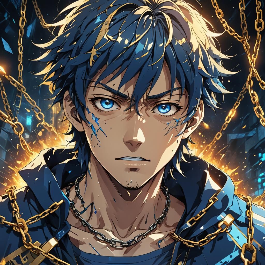 Anime Portrait: Tyler Breaking Chains in Digital Art