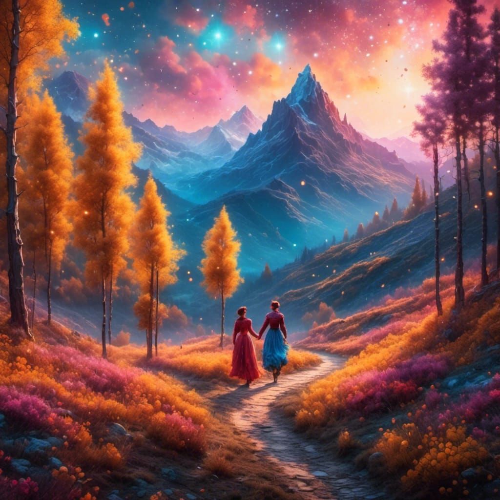 Impressionist Autumn Park Stroll in Golden Light