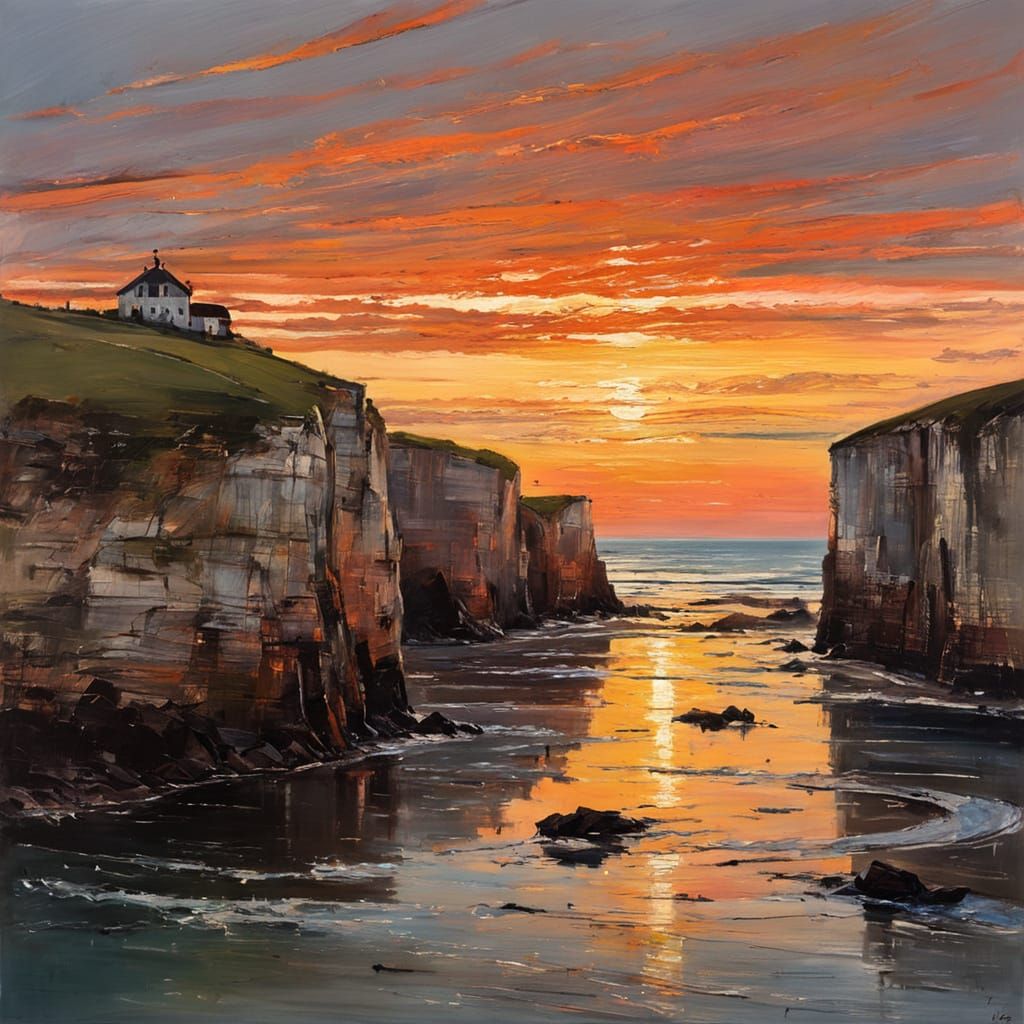 Dreamlike Chalk Coast Landscape in Soft Evening Light