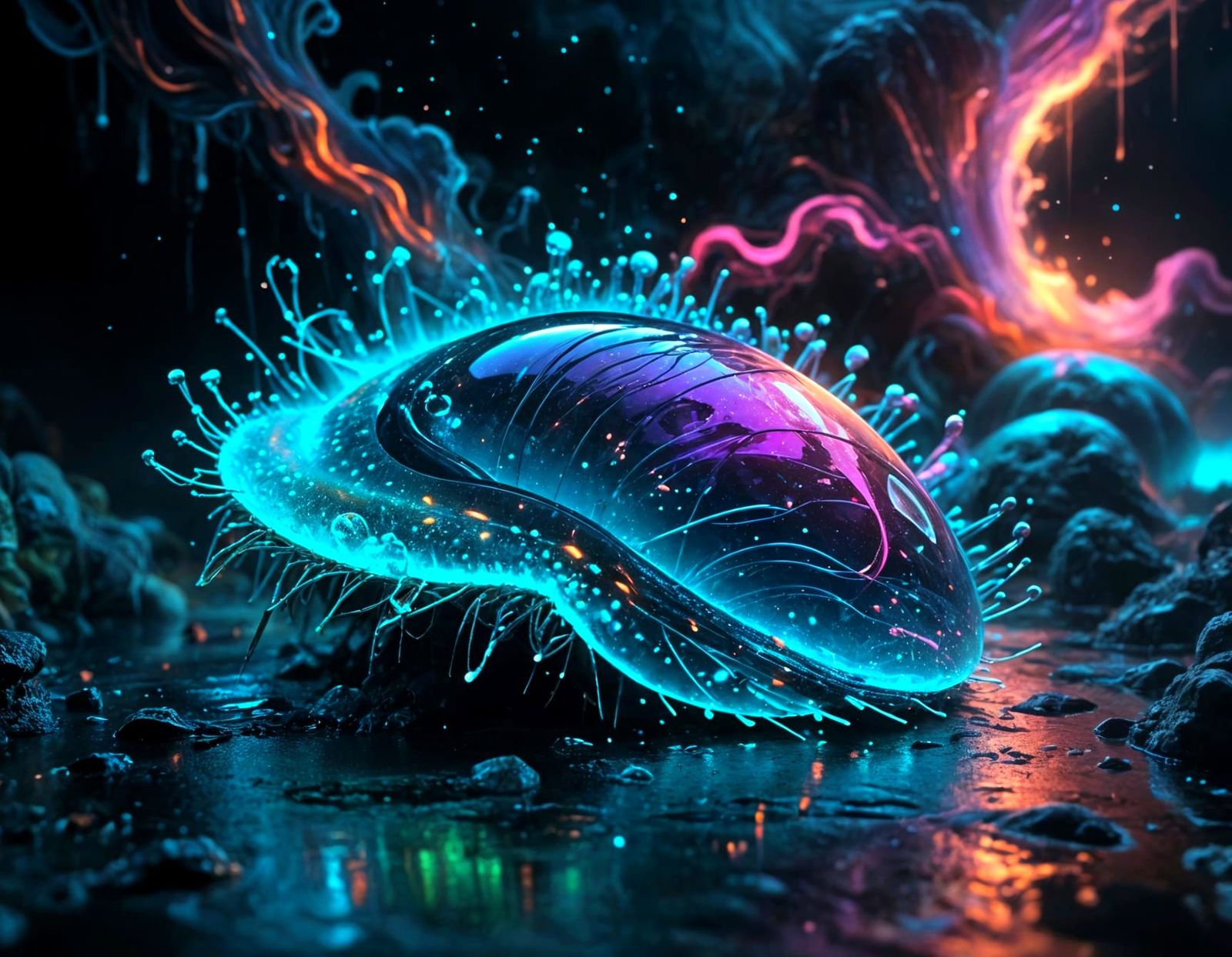 Glowing Orb of Light Illuminates Dark Space