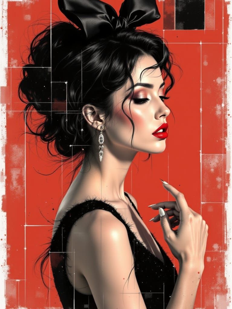 Sultry 2020s Pin-Up Girl in Classic Style