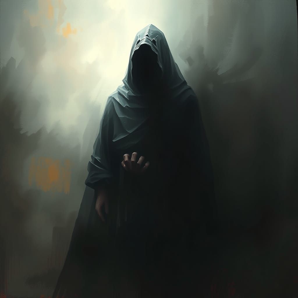 Ominous Figure in Dark Shadows: Dramatic Digital Art
