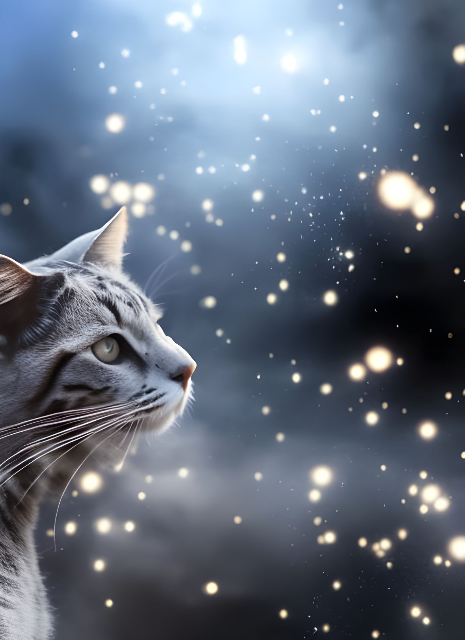 Cats on Antique Furniture with Magical Particles