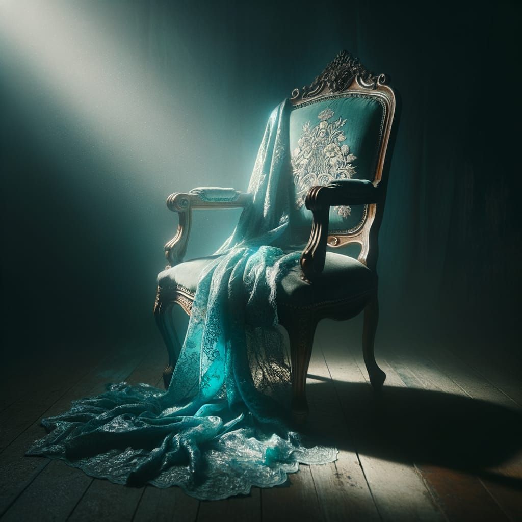 Turquoise Lace and Silk in Moonlight