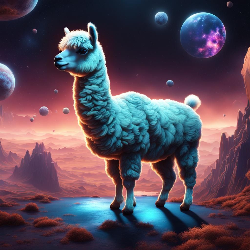 Alpaca in Space: Aesthetic Digital Art