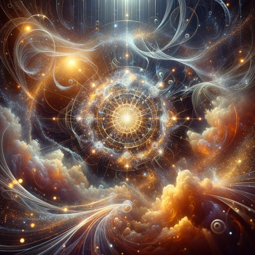 Radiant White-Gold Mandala in Cosmic Light