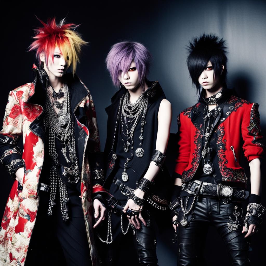 Fashion models displaying visual kei fashion