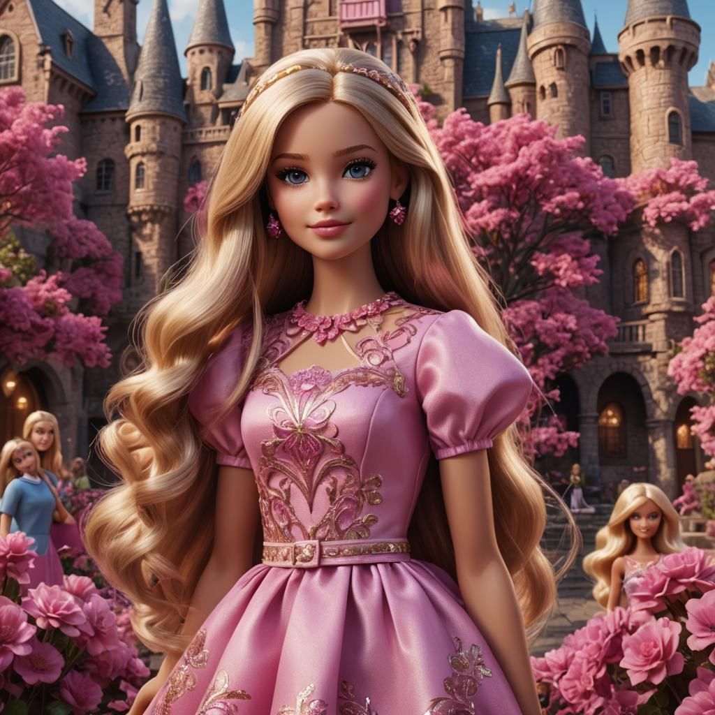 Blond Girl with Barbie Doll: Fantasy Concept Art