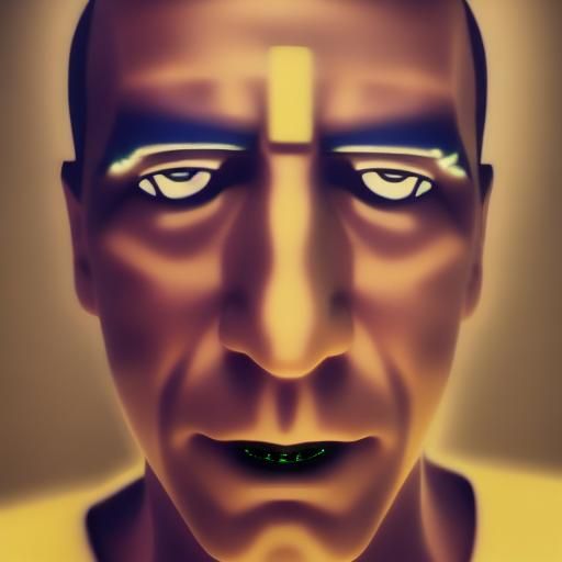 Sinister Villain with Artificial Black Eyes