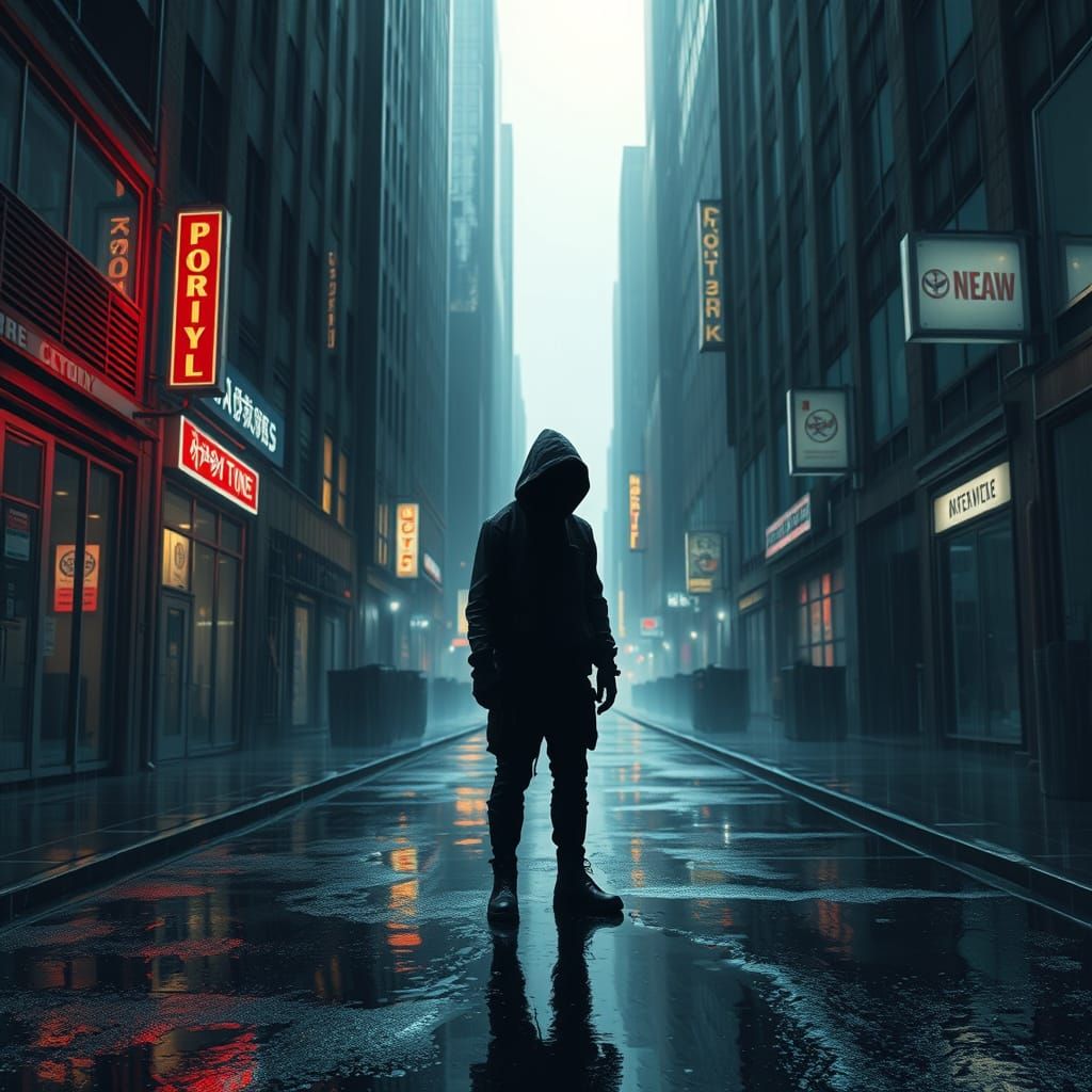 Gothic Cityscape at Night in Futuristic Style