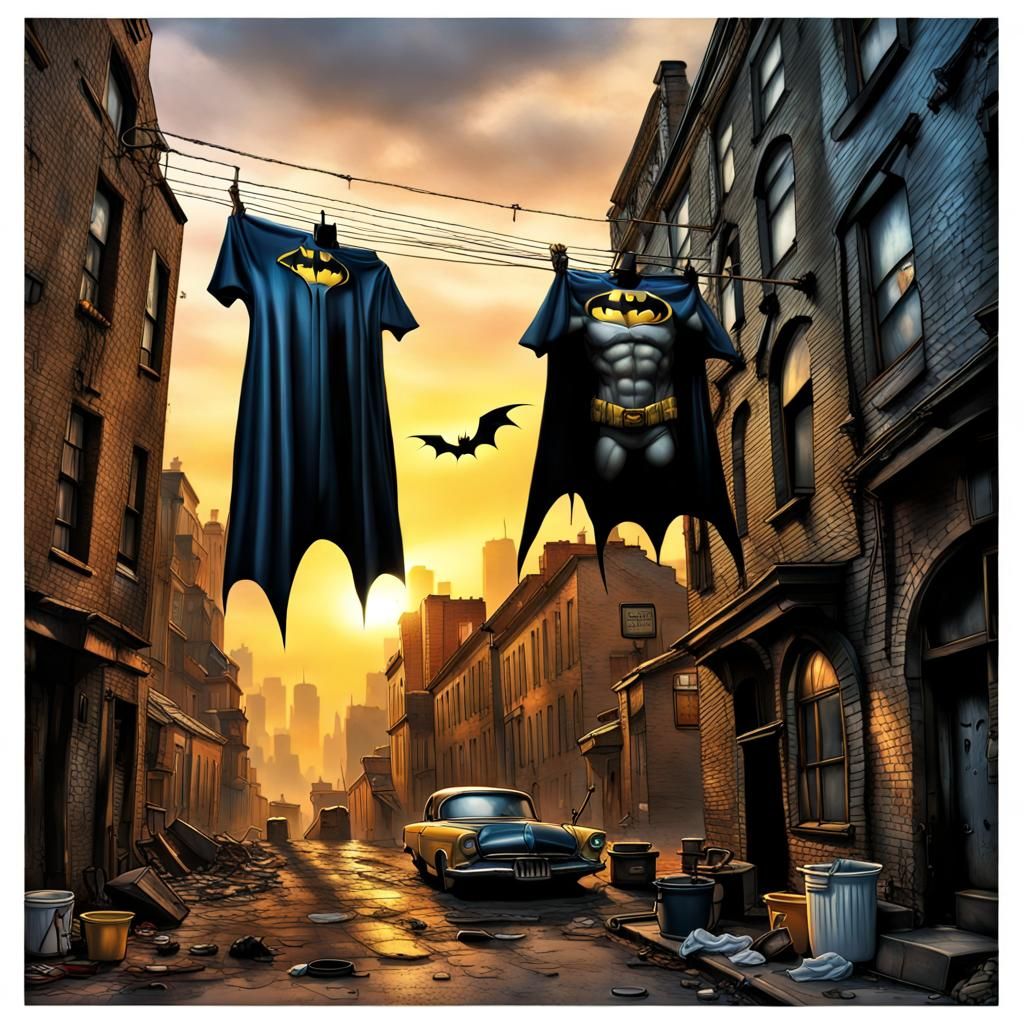Batman Does Laundry: Dali-esque Steampunk Gotham
