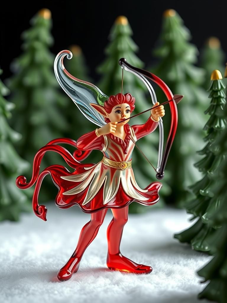 Glass Flamenco Elf Archer in Enamel Detail