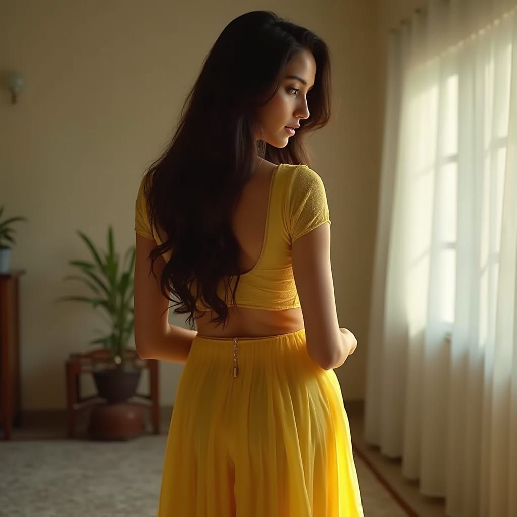 Woman in Yellow Salwar Suit, Photorealistic Portrait