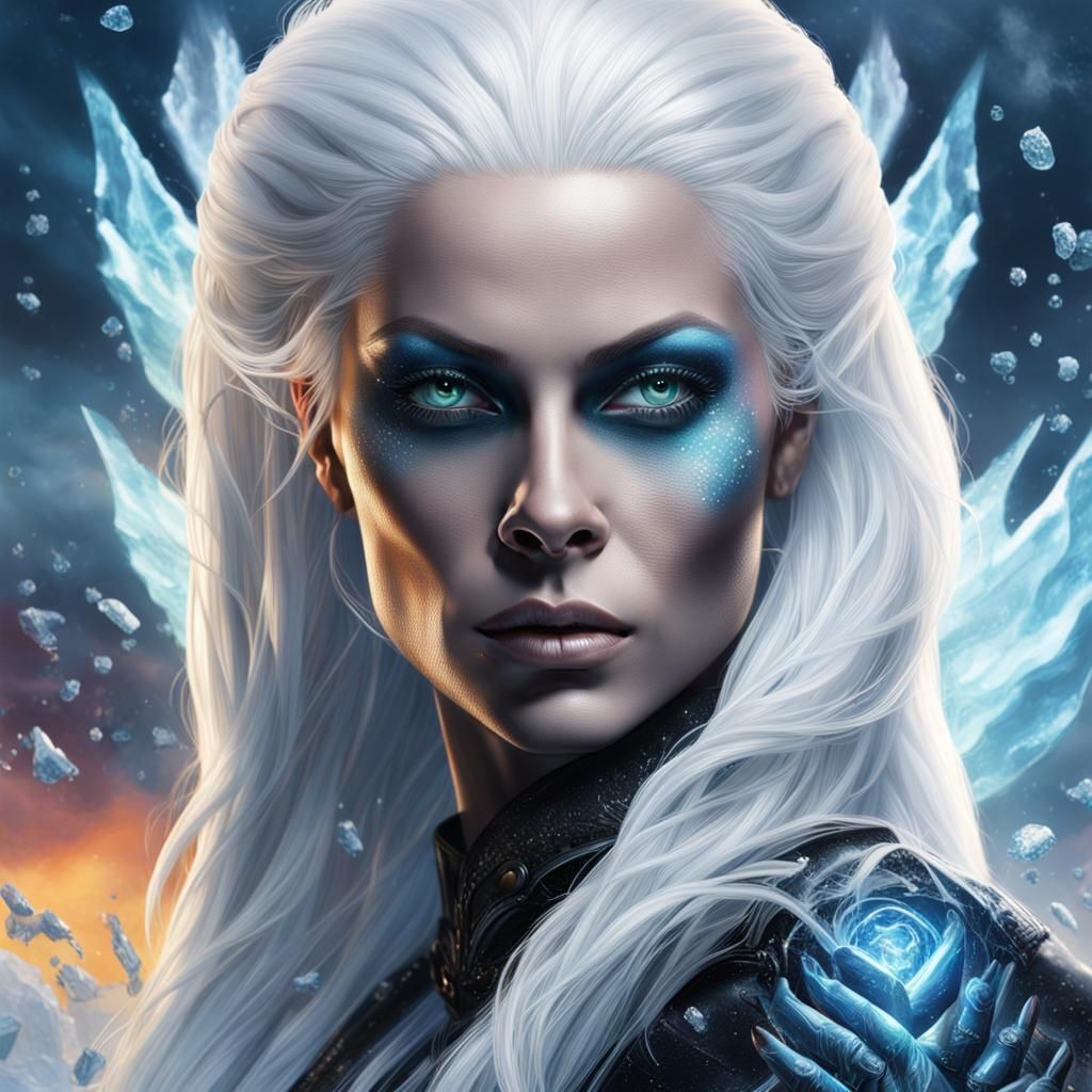 Ice Goddess Trish Stratus in Hyperrealistic Splash Art