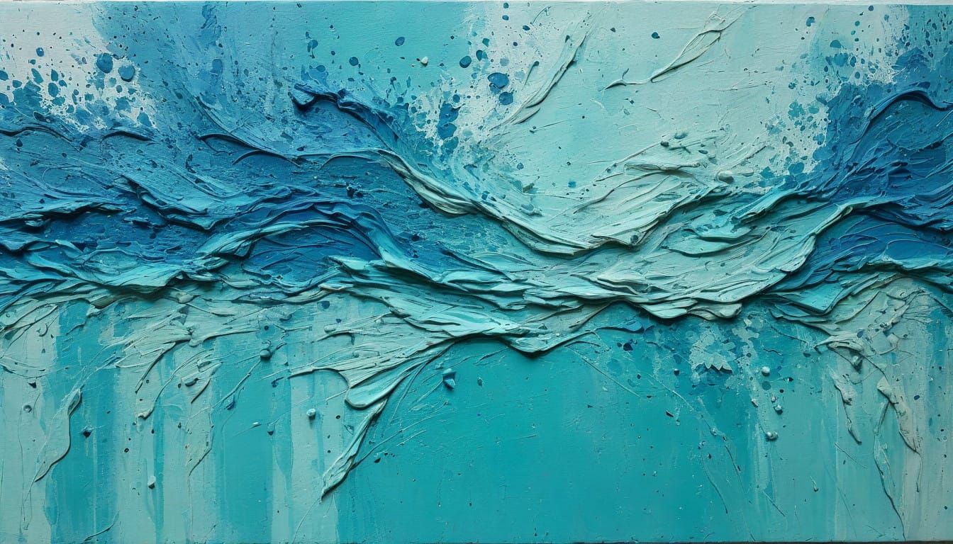 Ethereal Abstract Canvas with Textured Plaster Carvings