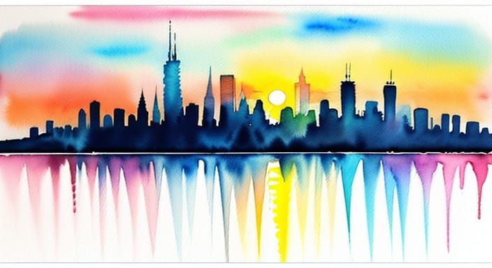 Vibrant City Skyline at Dawn