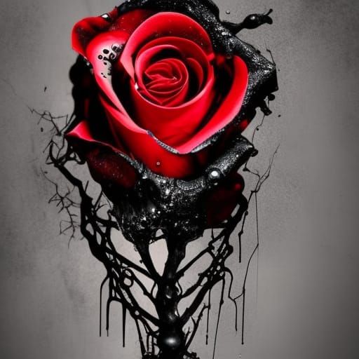 Gothic Rose Held by Skeletal Hand: Hyperrealistic Art