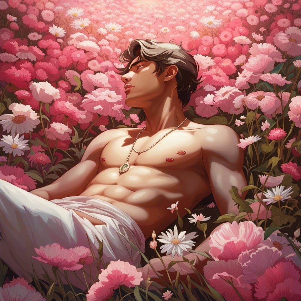 Floral Meadow Portrait in Graffiti Art Style