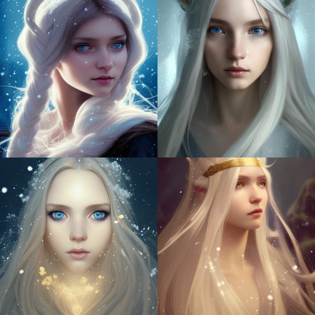 Enchanting Elf Girl Portrait in Snowy Landscape