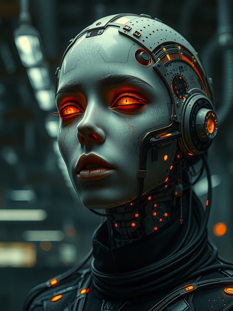 Android Woman Emerges from Dystopian Factory