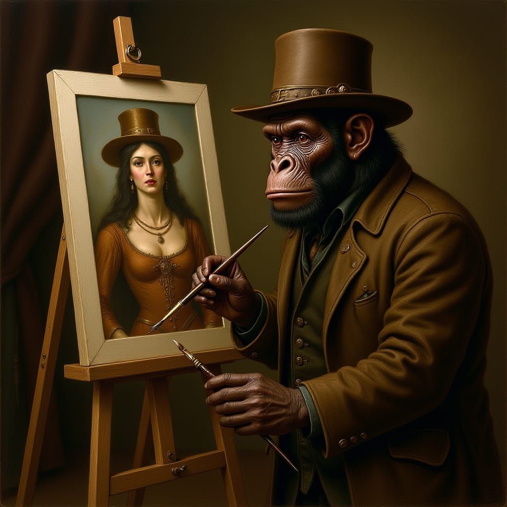 Chimpanzee Renaissance Painter Creates Nude Portrait