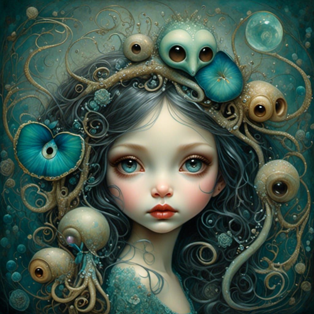 Psychedelic Charcoal Drawing with Gritty Texture