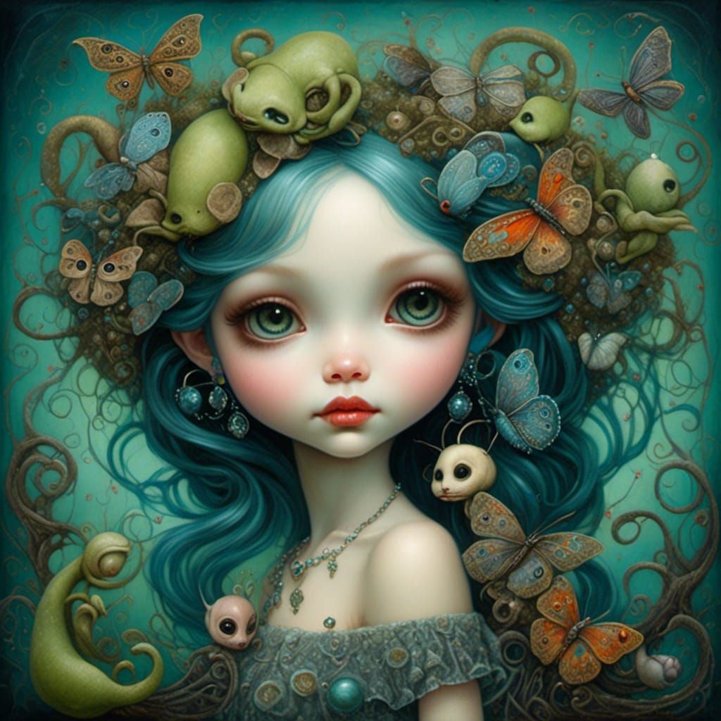 Abstract Psychedelic Charcoal Drawing of Rare Feeling