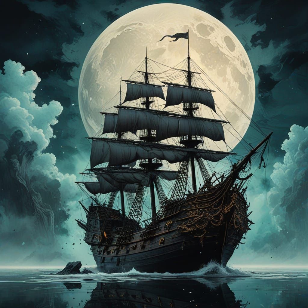 Galleon sailing ship seascape...