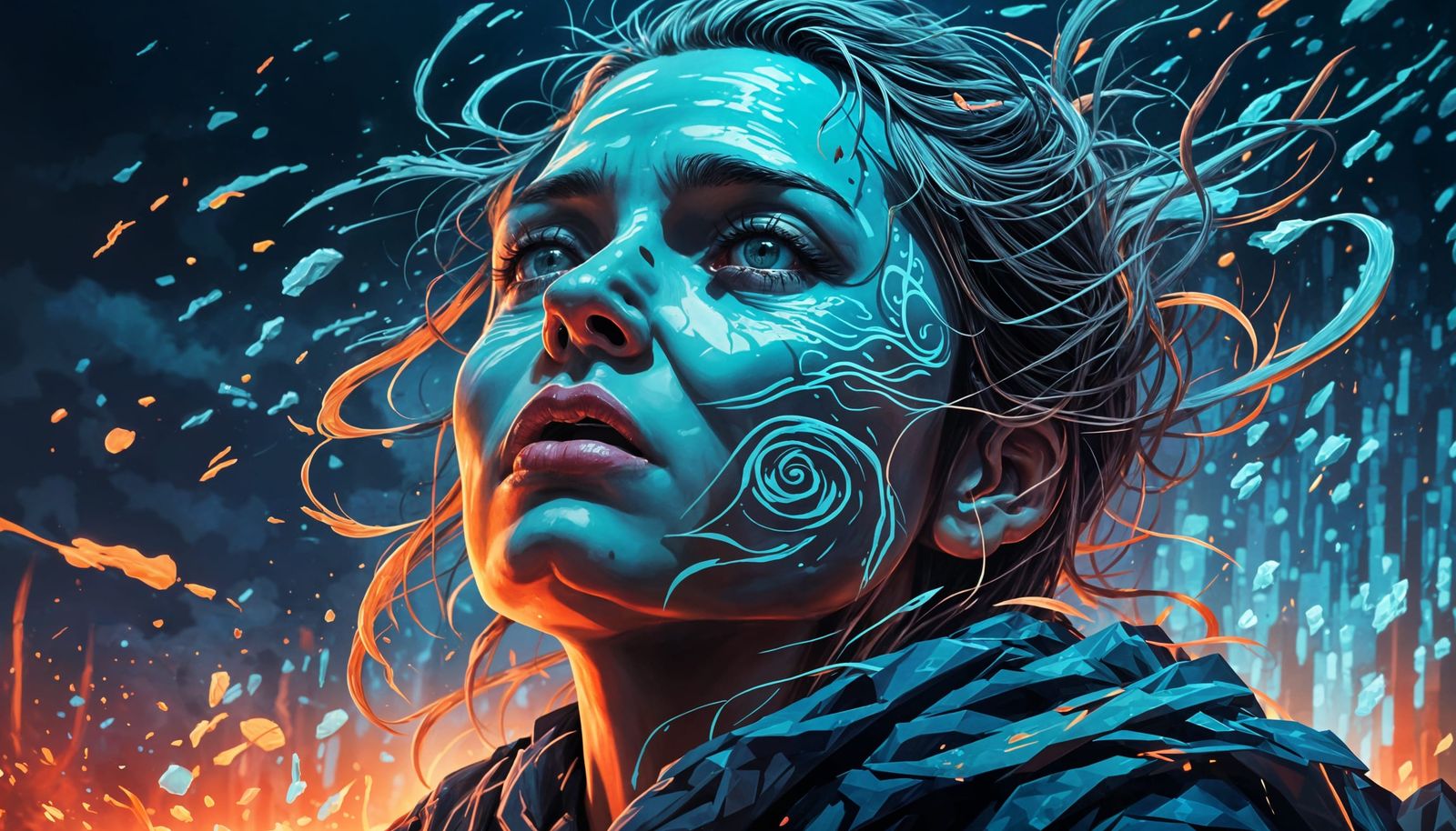 Vibrant, Hyperrealistic Portrait in Whimsical Background