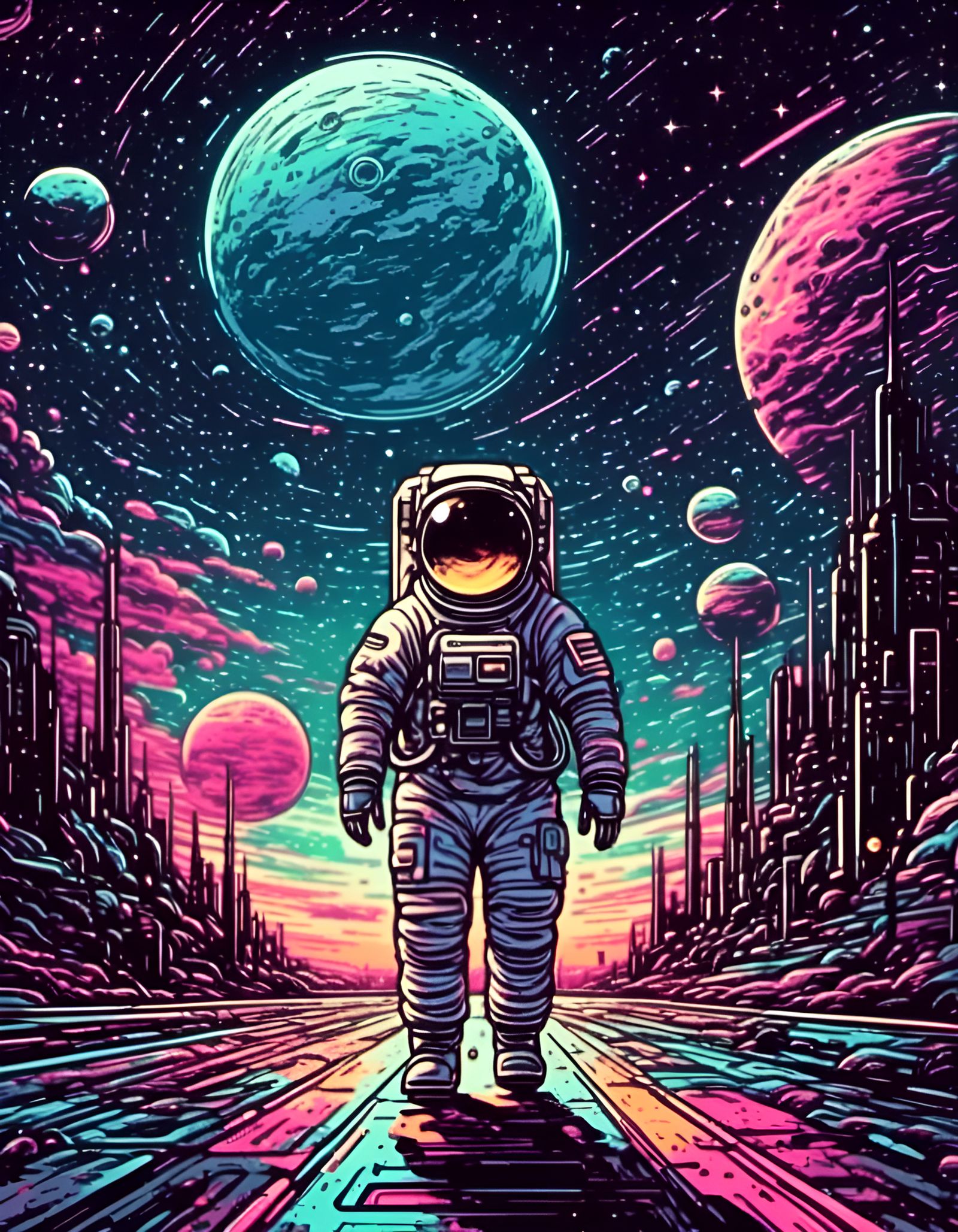 Sci-Fi Moon Walk in Iridescent Colors