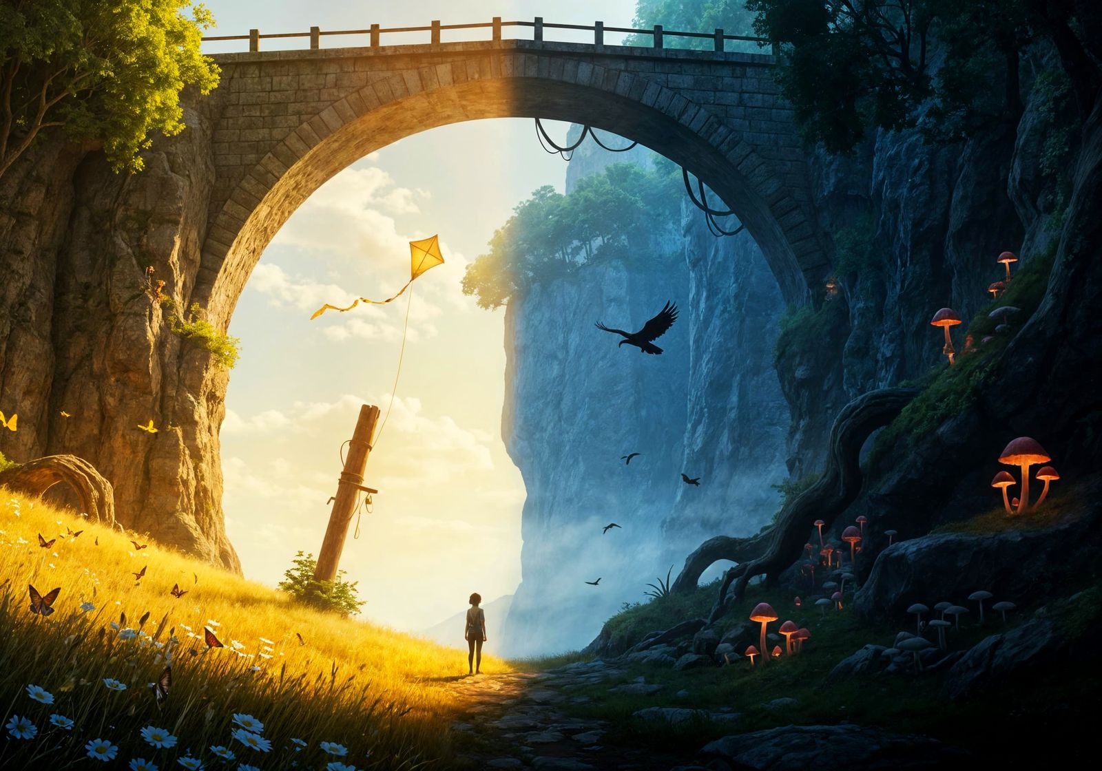 Surreal Cliffside Vista in Makoto Shinkai Style