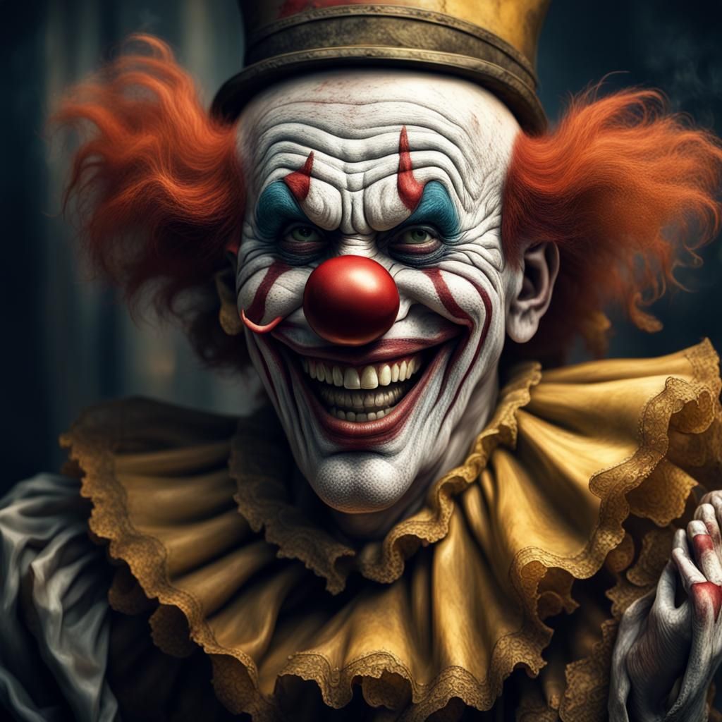 Detailed Digital Painting of an Aging Clown